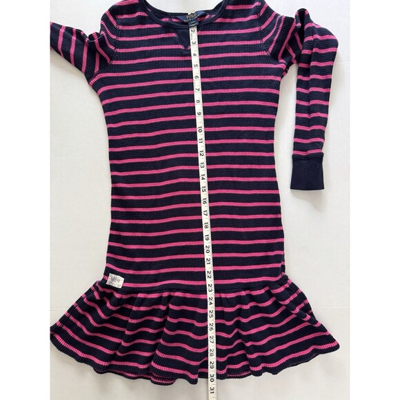 Girls Polo Ralph Lauren Waffle Dress Pink Navy Large 12-14 - Picture 10 of 11